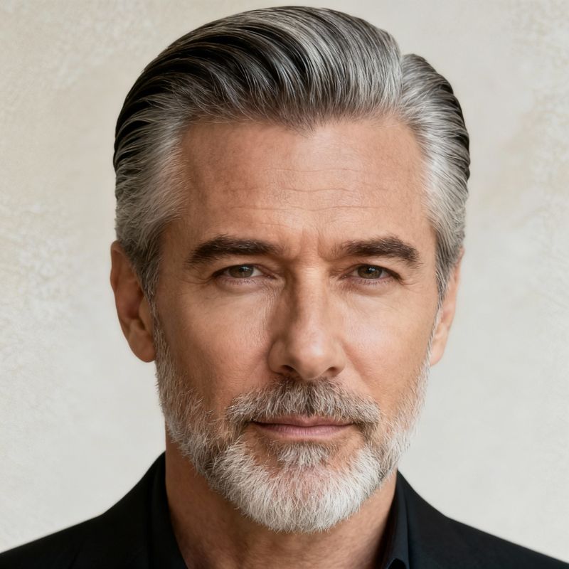 Routine gel professionnel homme 40 ans mature cheveux gris